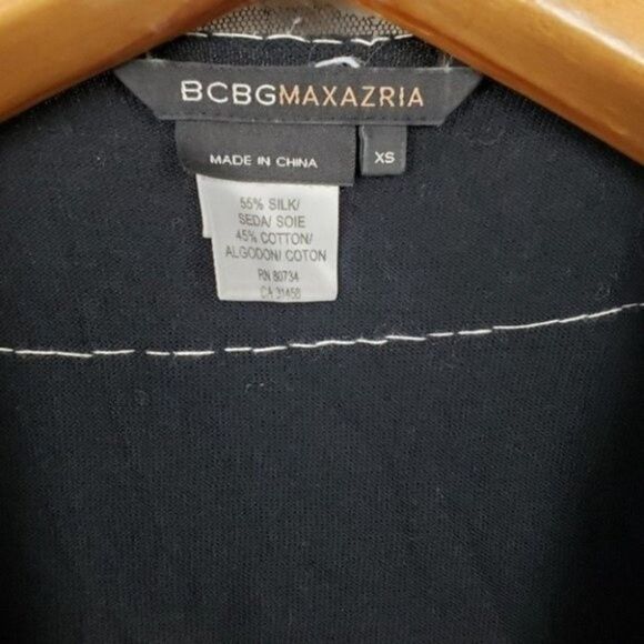 BCBGMaxazria black short-sleeved crop top with crossed tie and rhinestones XS - Picture 6 of 8